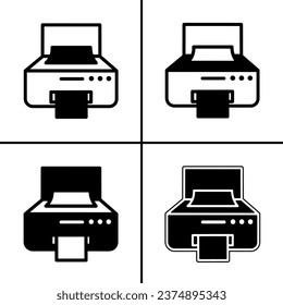 Vector black and white illustration of print icon for business. Stock vector design.