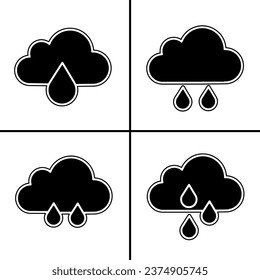 Vector black and white illustration of rain weather icon for business. Stock vector design.