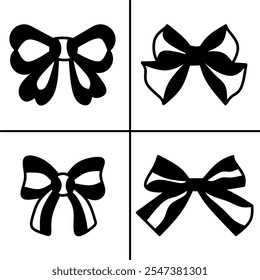 Vector black and white illustration of ribbon icon for business. Stock vector design.