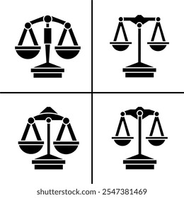 Vetor ilustração em preto e branco de escalas de ícone de justiça para negócios. Projeto de vetor de estoque.