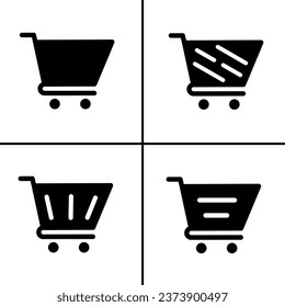 Vektorschwarz-weiße Illustration von Einkaufswagen Symbol für Geschäftswelt. Stock-Vektordesign.