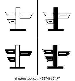 Vektorschwarz-weiße Illustration von Wegweiser-Symbol für Unternehmen. Stock-Vektordesign.
