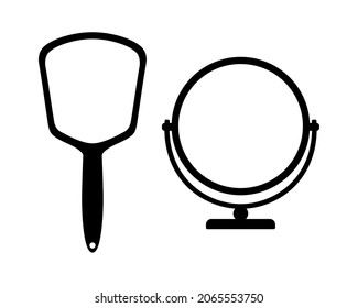 Vector black and white illustration silhouettes of two mirrors