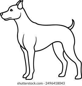 Vector black and white illustration of a sitting dog isolated on a white background.