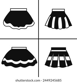 Vector black and white illustration of skirt icon for business. Stock vector design.