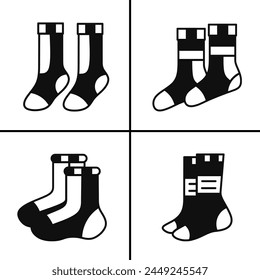 Vector black and white illustration of sock icon for business. Stock vector design.