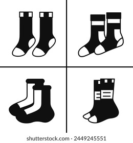 Vector black and white illustration of sock icon for business. Stock vector design.