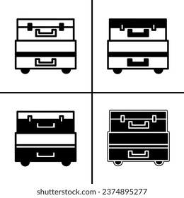 Vector black and white illustration of suitcase icon for business. Stock vector design.
