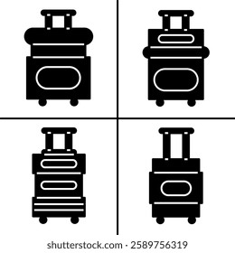 Vector black and white illustration of suitcase icon for business. Stock vector design.