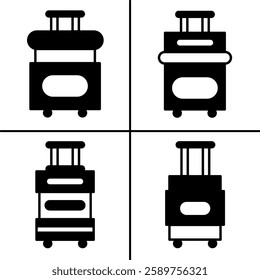 Vector black and white illustration of suitcase icon for business. Stock vector design.