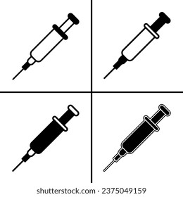 Vector black and white illustration of syringe icon for business. Stock vector design.