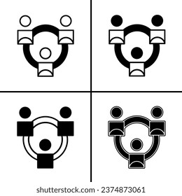 Vector black and white illustration of teamwork icon for business. Stock vector design.