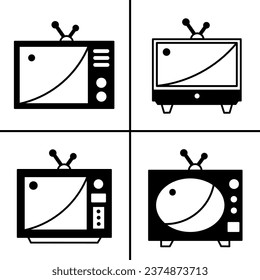 Ilustración vectorial en blanco y negro del icono de la televisión para empresas. Diseño vectorial de material.