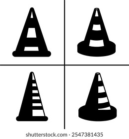 Vektor schwarz-weiß Illustration von Verkehrskegel Symbol für Unternehmen. Stock-Vektordesign.