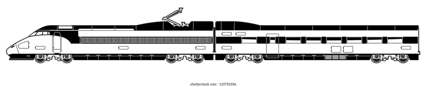 vector black and white illustration of a train.