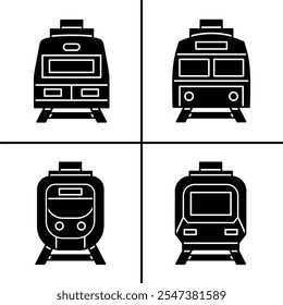 Vector black and white illustration of train icon for business. Stock vector design.