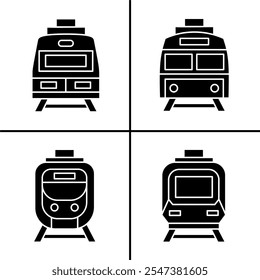 Vector black and white illustration of train icon for business. Stock vector design.