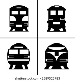 Vector black and white illustration of train icon for business. Stock vector design.