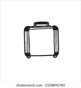 Vector black and white illustration of a travel luggage. Embark on a journey through time with this black and white doodle of travel luggage. It whispers tales of adventure and wanderlust.