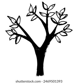 Ilustración en blanco y negro de Vector del bosquejo del árbol aislado sobre fondo blanco.