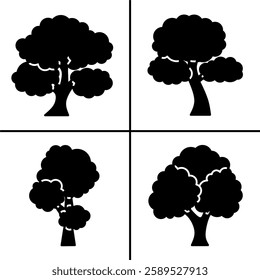 Vector black and white illustration of tree icon for business. Stock vector design.