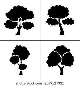 Vector black and white illustration of tree icon for business. Stock vector design.