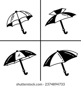 Vector black and white illustration of umbrella icon for business. Stock vector design.