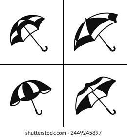 Vector black and white illustration of umbrella icon for business. Stock vector design.