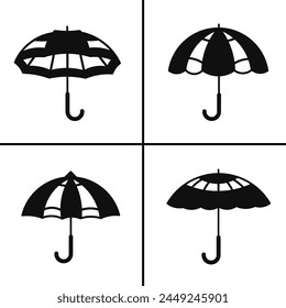 Vector black and white illustration of umbrella icon for business. Stock vector design.