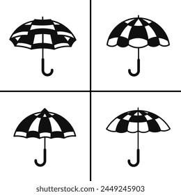 Vector black and white illustration of umbrella icon for business. Stock vector design.