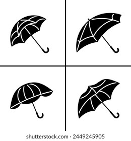 Ilustración en blanco y negro de Vector del ícono del paraguas para los negocios. Diseño de Vector estándar.