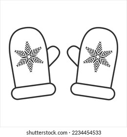 Ilustración vectorial en blanco y negro. Gusanos cálidos con copo de nieve