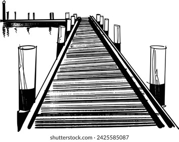 Vektor Schwarz-Weiß-Illustration der Kai