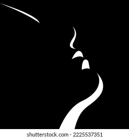 vector black and white image of a beautiful female profile shaped by a shadow. useful for advertising products for women, beauty salons, decorative and skin care cosmetics, logo, print, poster, design