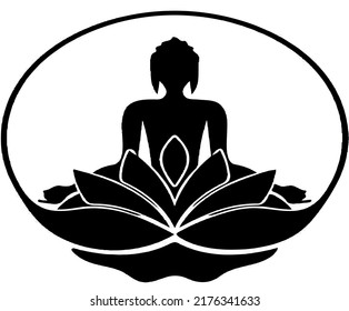 Vector Black White Image Buddha Simple Stock Vector (Royalty Free ...