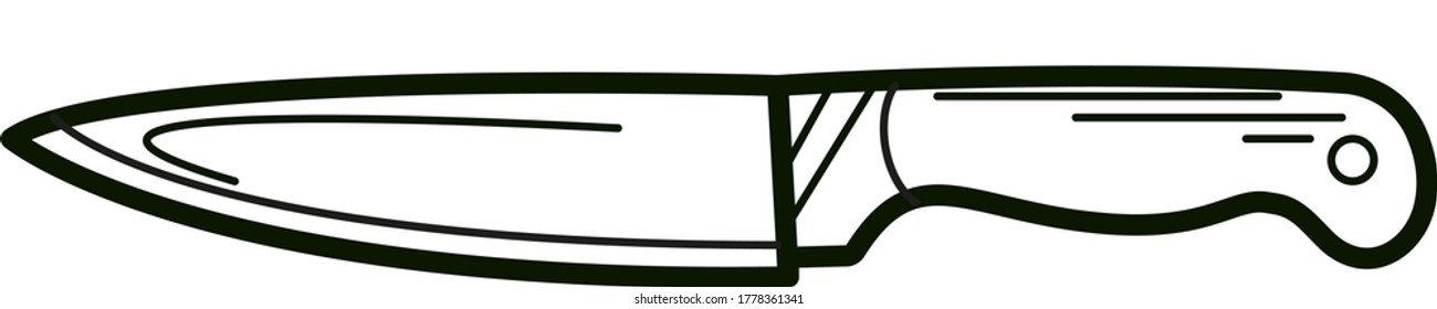 imagen vectorial en blanco y negro del cuchillo de un chef