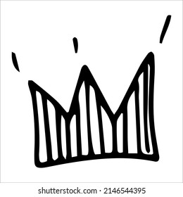 Vector black and white image of a crown headdress. An attribute of royalty. Decoration, outfit. Coloring book.