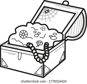 vector black and white image of an old treasure chest