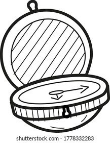vector black and white image of an old compass