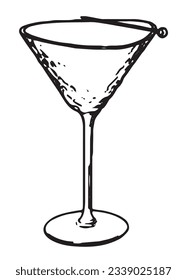 vector black and white image in sketch style corrugated wine glass for kitchen life