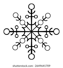 
Vector Imagen en blanco y negro de copo de nieve en estilo de arte de línea. Navidades elemento de diseño de invierno.