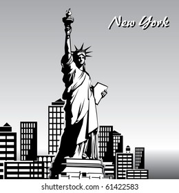 vector black and white image of the Statue of Liberty in New York