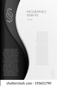 vector black and white infographics with paragraph symbol