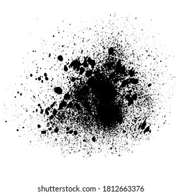 Vektorschwarz-weißer Farbspritzer, Pinselstrich und Pinselstrich Grunge strukturierte Elemente für Design, Hintergrund.