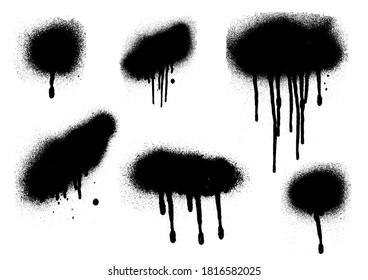 Vector black and white ink splash, blot and brush stroke  Grunge textured element for design background.