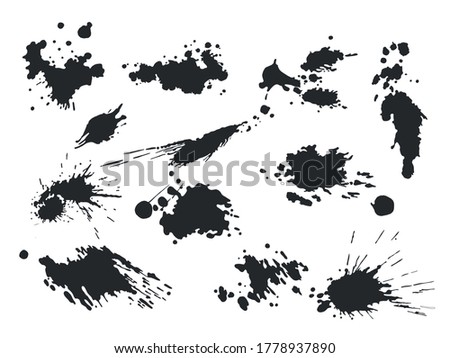 Vector black and white ink splash, blot and brush stroke spot spray smudge, spatter, splatter, drip, drop, ink blob brush, paint spot, spray, smudge smears Grunge textured elements design blust brust Stock photo © 
