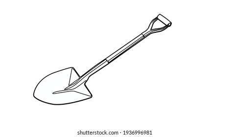 Vector blanco y negro Isolación Ilustración de una pala en un fondo blanco