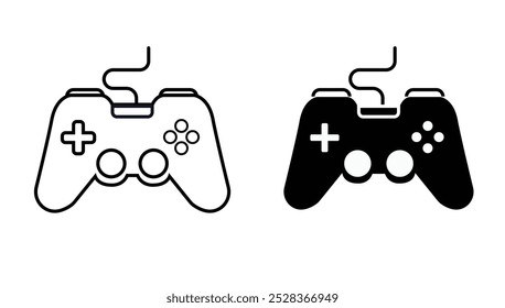 Vector of black and white Joystick gamepad icon set. flat illustration