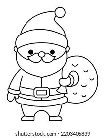 Vector Black White Kawaii Santa Claus Stock Vector (Royalty Free ...