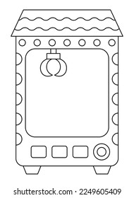 Vector black and white kawaii toy vending machine icon for kids. Cute line gadget illustration or coloring page. Funny cartoon gambling game
